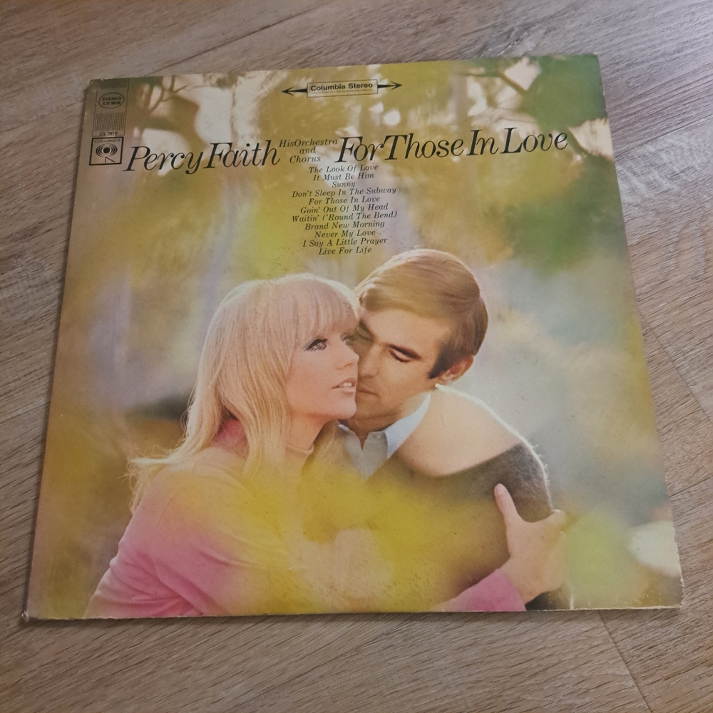 Columbia Percy Faith Orchestra & Chorus 'For Those In Love' Album Vinyl Record